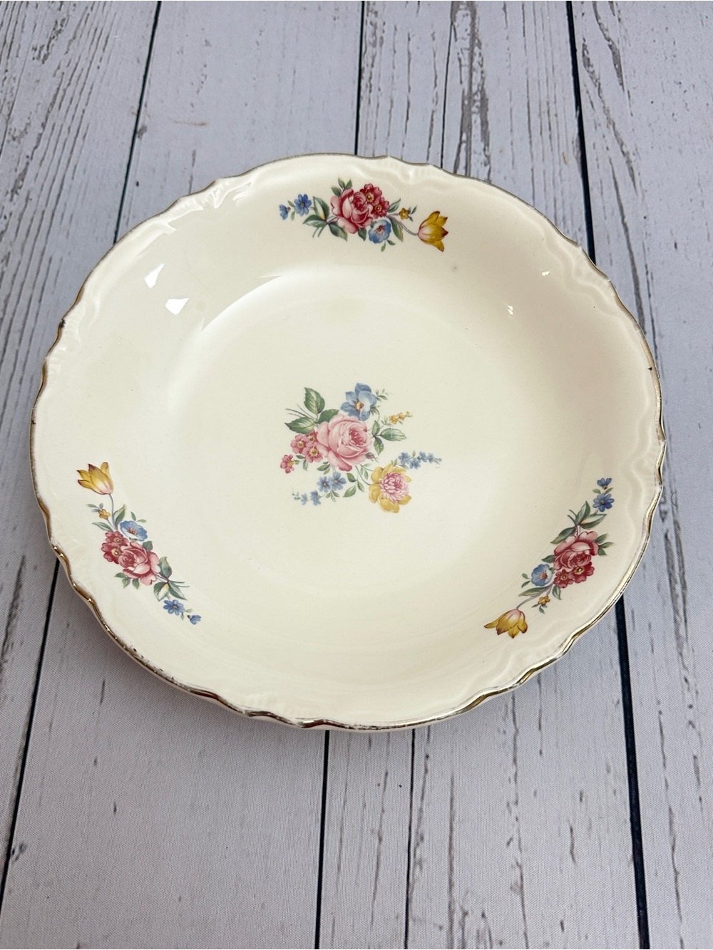 Antique 1940s Scio Pottery “Hazel” Soup Bowl with Floral design